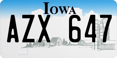 IA license plate AZX647
