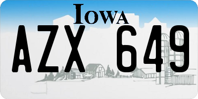 IA license plate AZX649