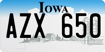 IA license plate AZX650