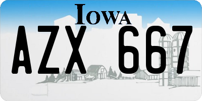 IA license plate AZX667