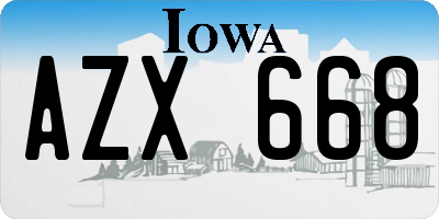 IA license plate AZX668