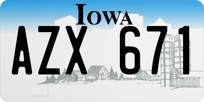 IA license plate AZX671