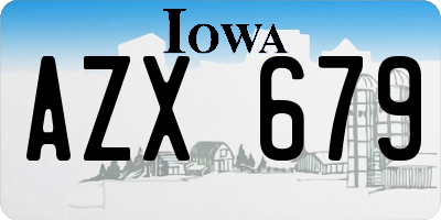 IA license plate AZX679