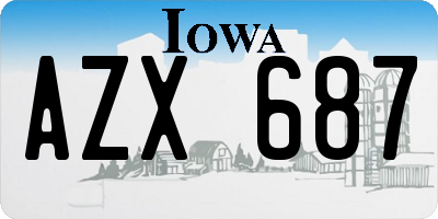 IA license plate AZX687