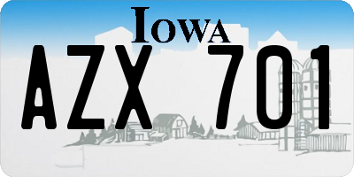 IA license plate AZX701