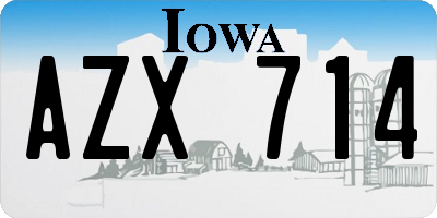 IA license plate AZX714
