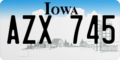 IA license plate AZX745