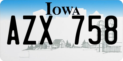 IA license plate AZX758