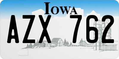 IA license plate AZX762