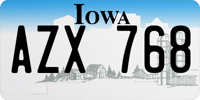 IA license plate AZX768
