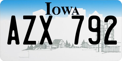 IA license plate AZX792