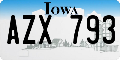 IA license plate AZX793