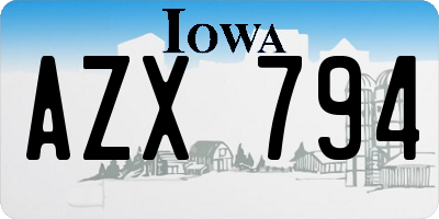 IA license plate AZX794
