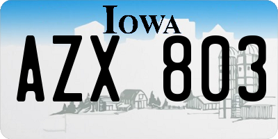 IA license plate AZX803