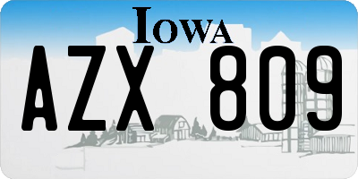IA license plate AZX809