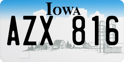 IA license plate AZX816