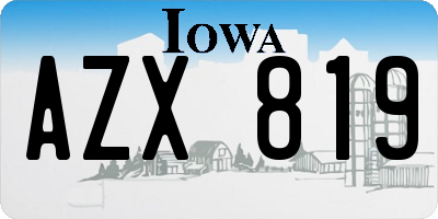IA license plate AZX819