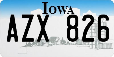 IA license plate AZX826