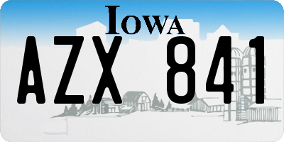 IA license plate AZX841
