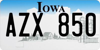 IA license plate AZX850