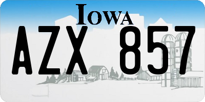IA license plate AZX857