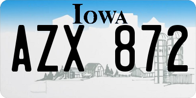 IA license plate AZX872