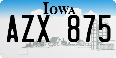 IA license plate AZX875