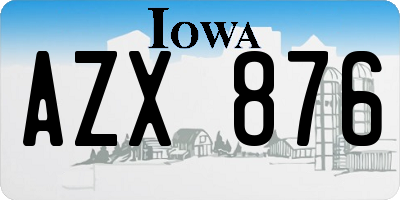 IA license plate AZX876
