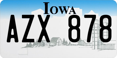 IA license plate AZX878