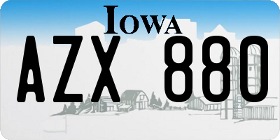 IA license plate AZX880