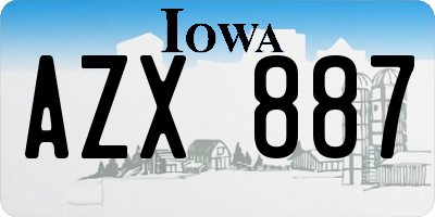 IA license plate AZX887