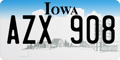 IA license plate AZX908