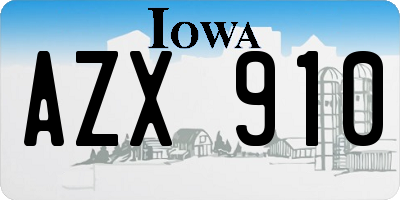 IA license plate AZX910