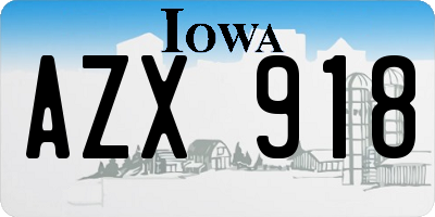 IA license plate AZX918