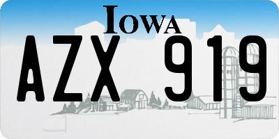 IA license plate AZX919