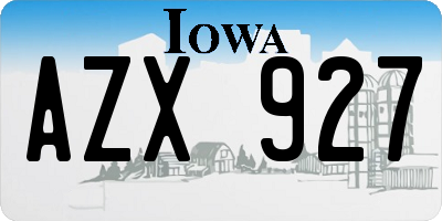IA license plate AZX927