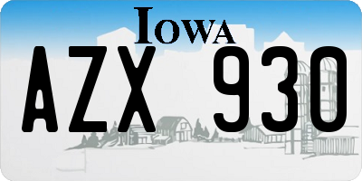 IA license plate AZX930