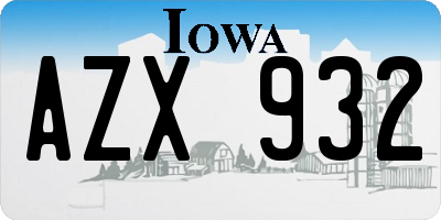 IA license plate AZX932