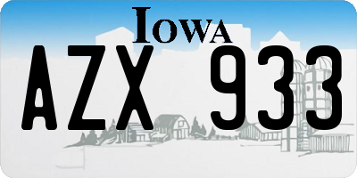 IA license plate AZX933