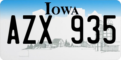 IA license plate AZX935
