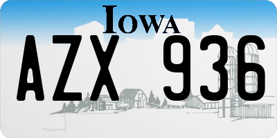 IA license plate AZX936