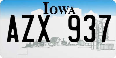 IA license plate AZX937