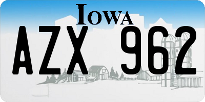 IA license plate AZX962