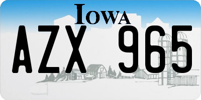 IA license plate AZX965