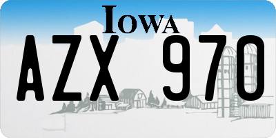 IA license plate AZX970