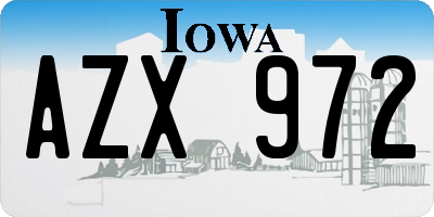 IA license plate AZX972