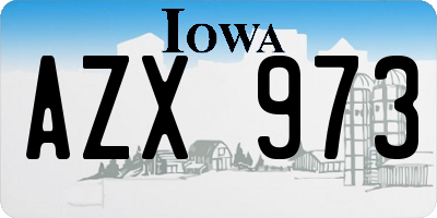 IA license plate AZX973