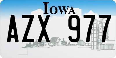 IA license plate AZX977