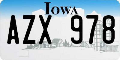 IA license plate AZX978