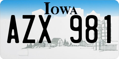 IA license plate AZX981